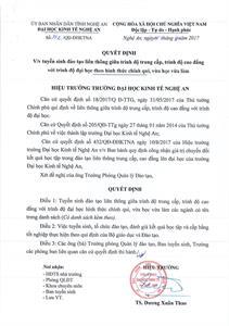 Quyết định trúng tuyển đại học năm 2016