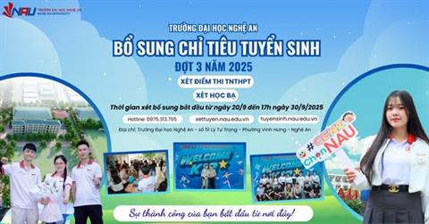 TRƯỜNG ĐẠI HỌC NGHỆ AN THÔNG BÁO ĐIỂM XÉT TUYỂN ĐẠI HỌC CHÍNH QUY - ĐỢT 3 NĂM 2025